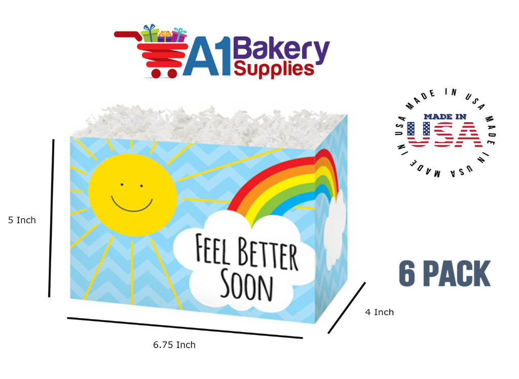 Feel Better Sunshine Basket Box, Theme Gift Box, Large 10.25 (Length) x 6 (Width) x 7.5 (Height), 6 Pack