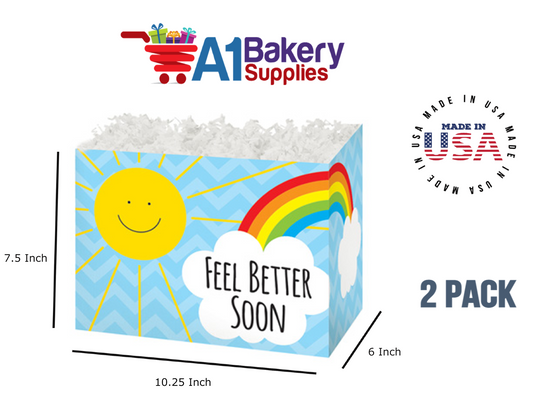 Feel Better Sunshine Basket Box, Theme Gift Box, Large 10.25 (Length) x 6 (Width) x 7.5 (Height), 2 Pack