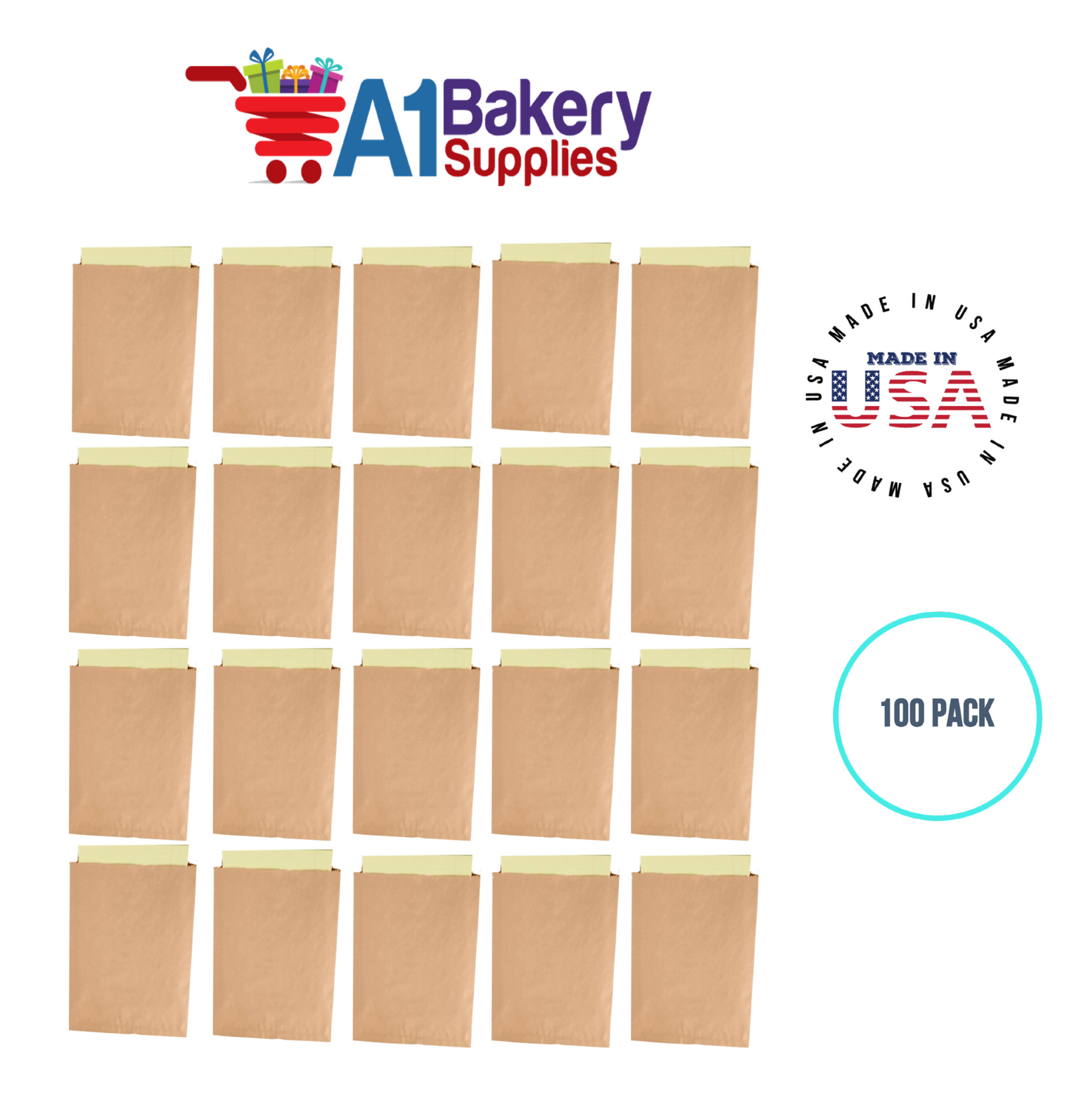 Kraft Flat Merchandise Bags, Small, 100 Pack - 10"x13"