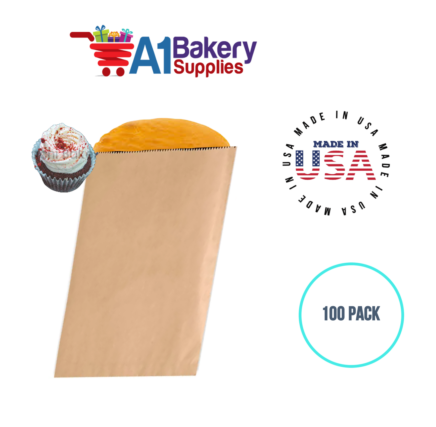 Kraft Flat Merchandise Bags, Small, 100 Pack - 8.5"x11"