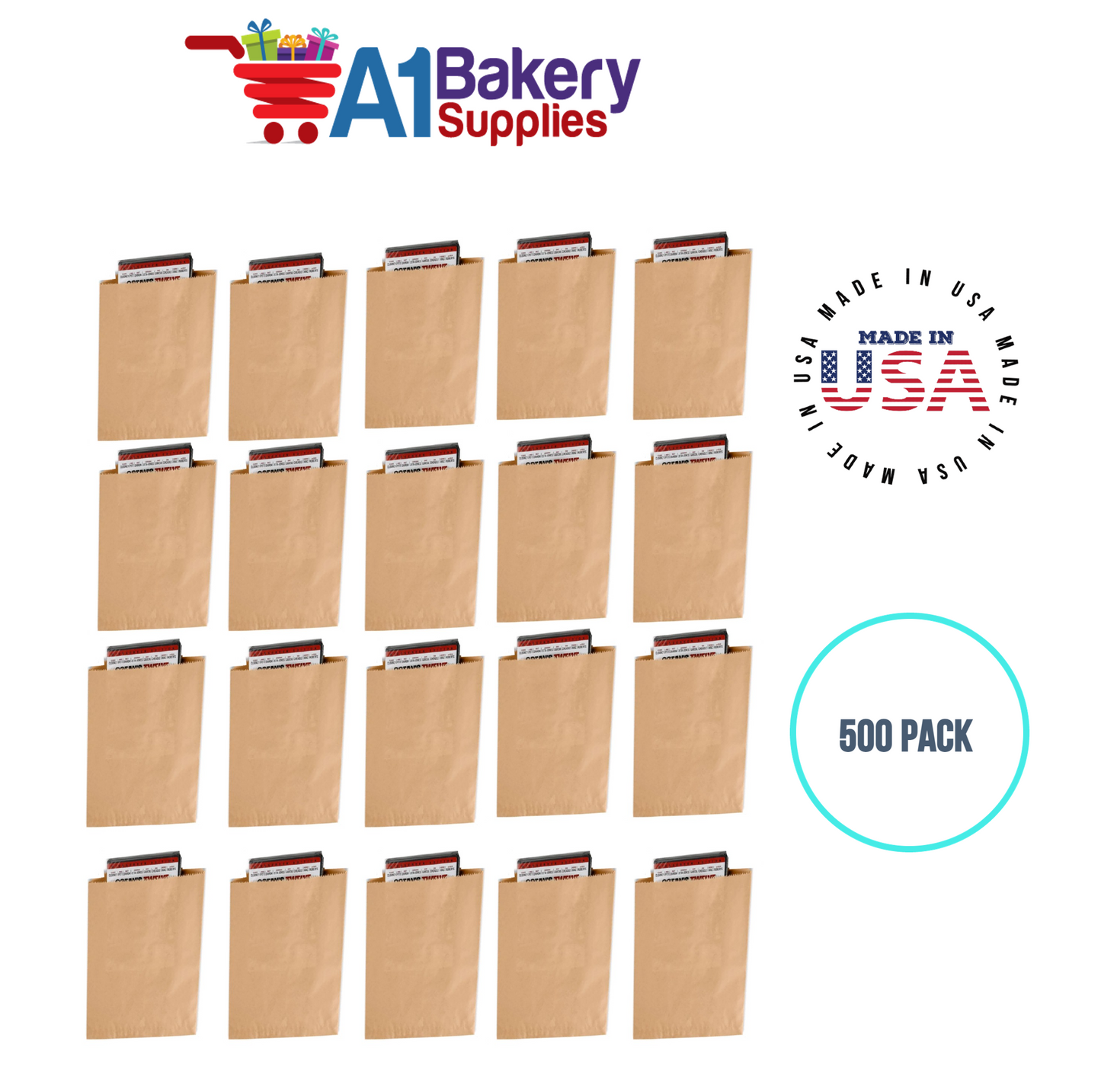 Kraft Flat Merchandise Bags, Medium, 500 Pack - 8.5"x11"