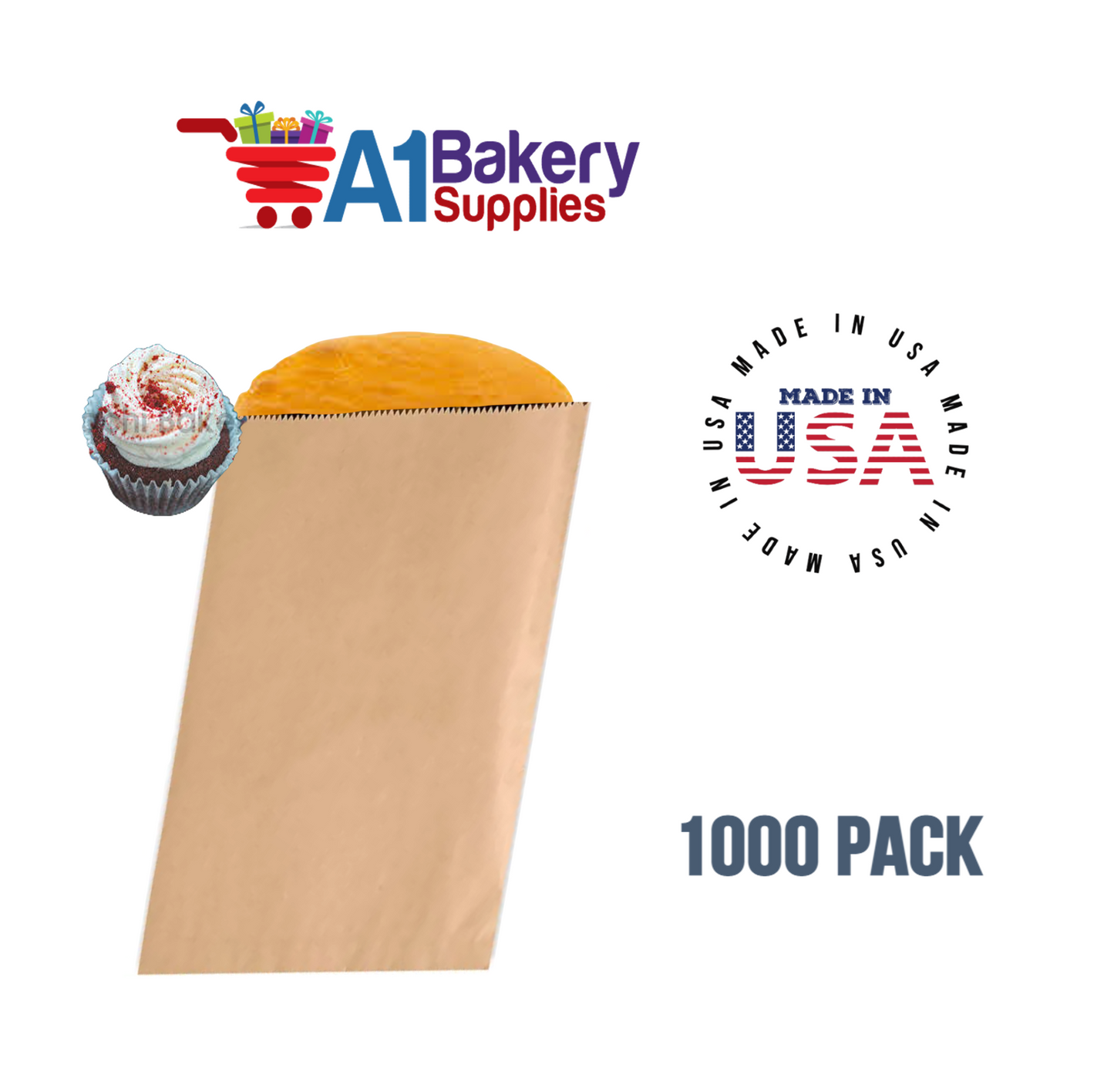 Kraft Flat Merchandise Bags, Medium, 1000 Pack - 7-1/2"x10-1/2"