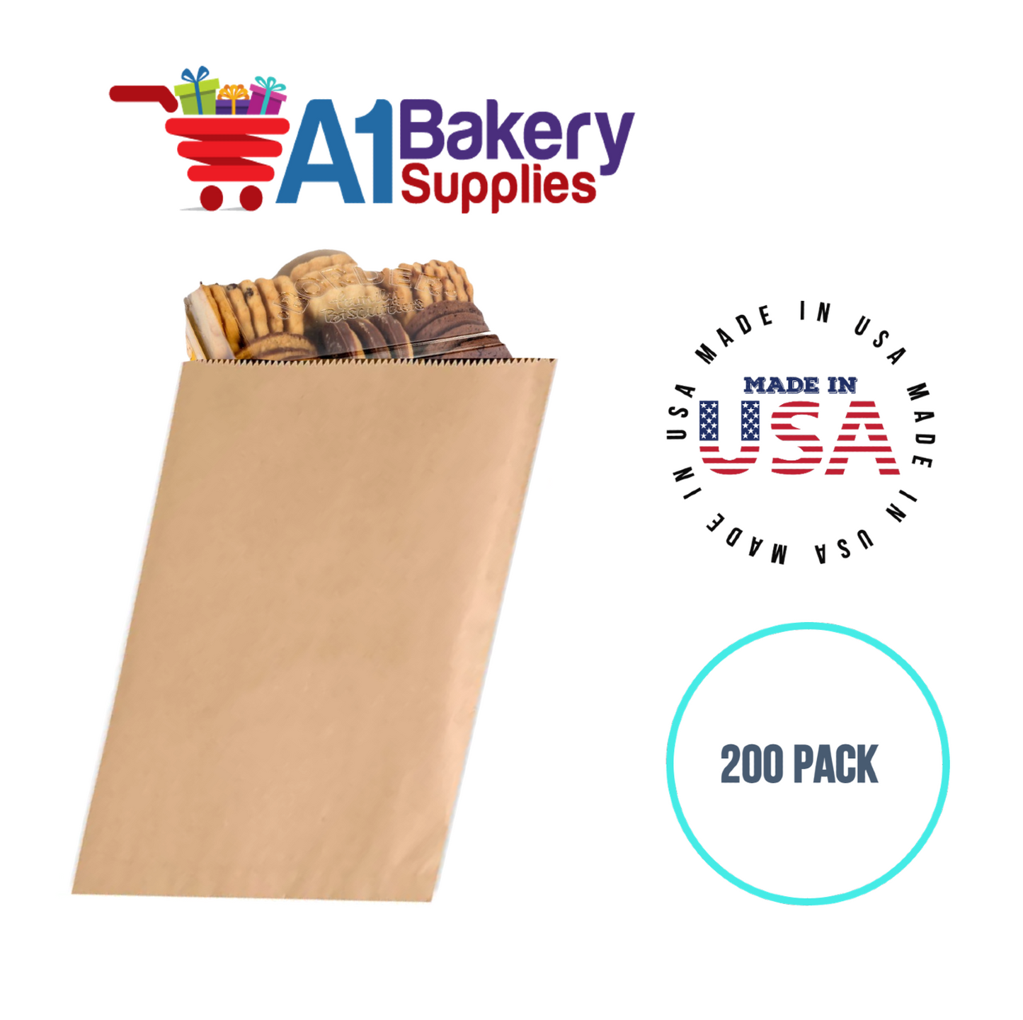 Kraft Flat Merchandise Bags, Medium, 200 Pack - 10"x13"