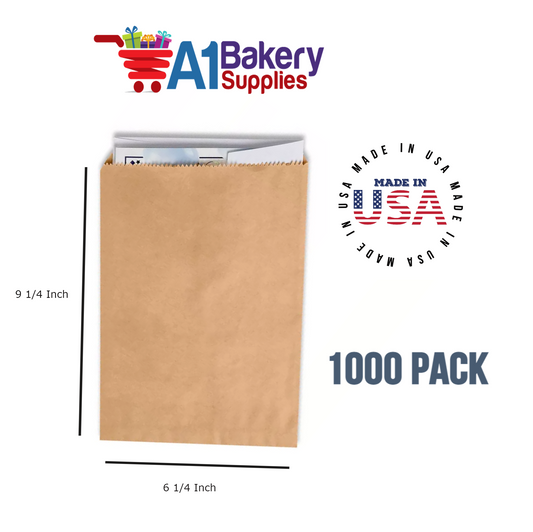 Kraft Flat Merchandise Bags, Medium, 1000 Pack - 6-1/4"x9-1/4"