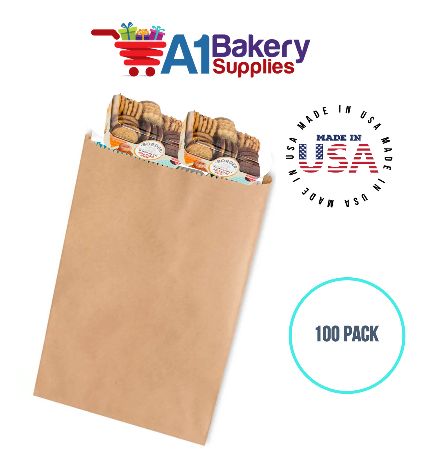 Kraft Flat Merchandise Bags, Small, 100 Pack - 5"x7-1/2"