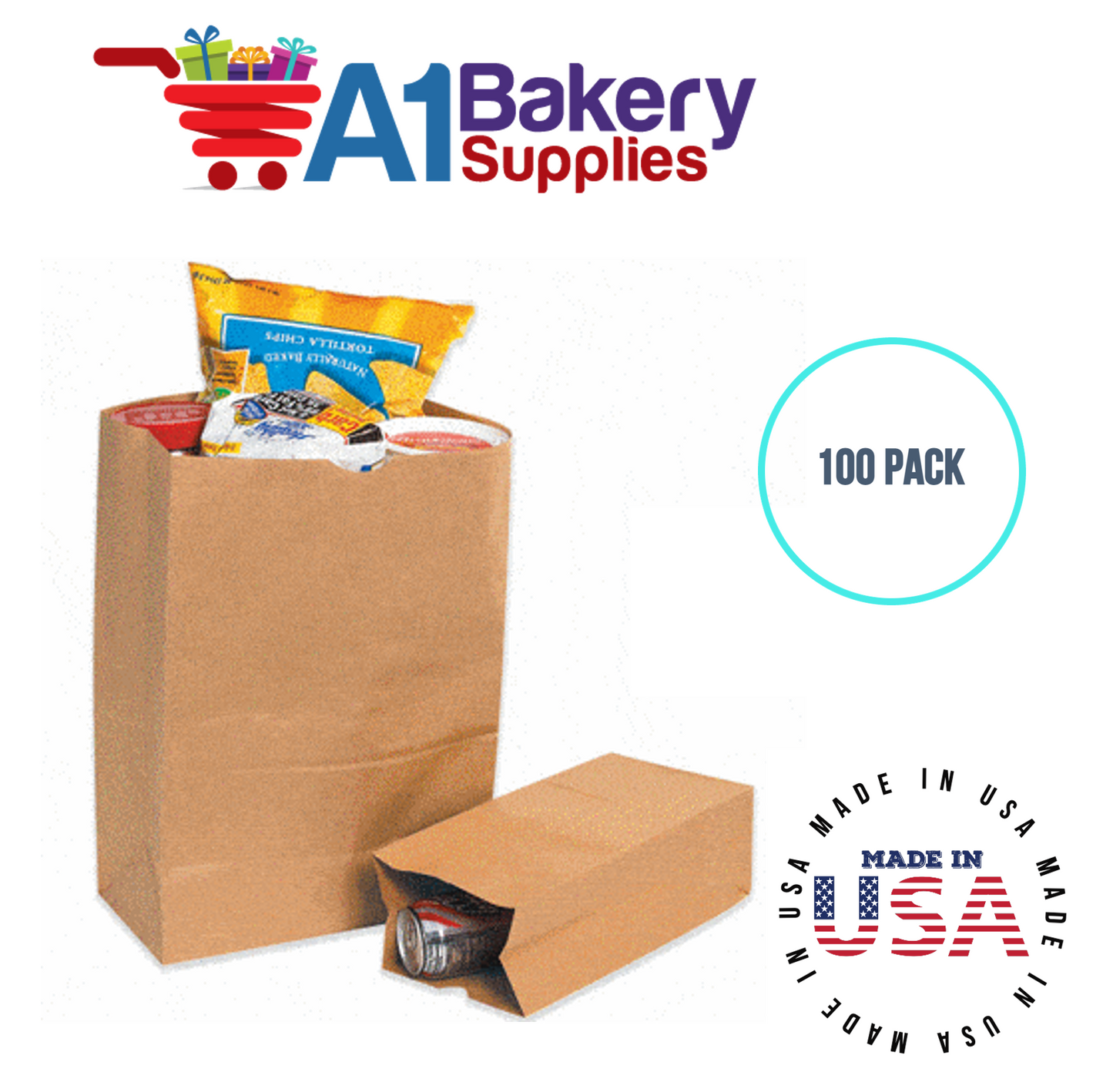 Kraft Flat Merchandise Bags, Small, 100 Pack - 5"x7-1/2"