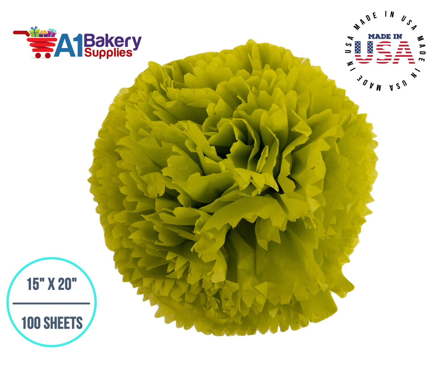 Citrus green Tissue Paper 15 Inch x 20 Inch - 100 Sheets