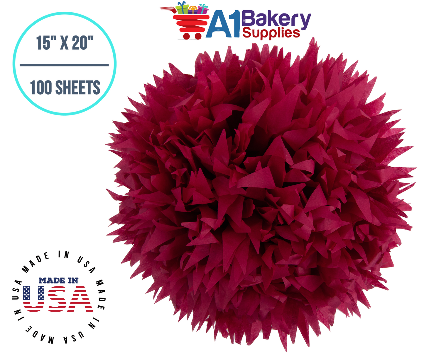 Cranberry Tissue Paper 15 Inch x 20 Inch - 100 Sheets