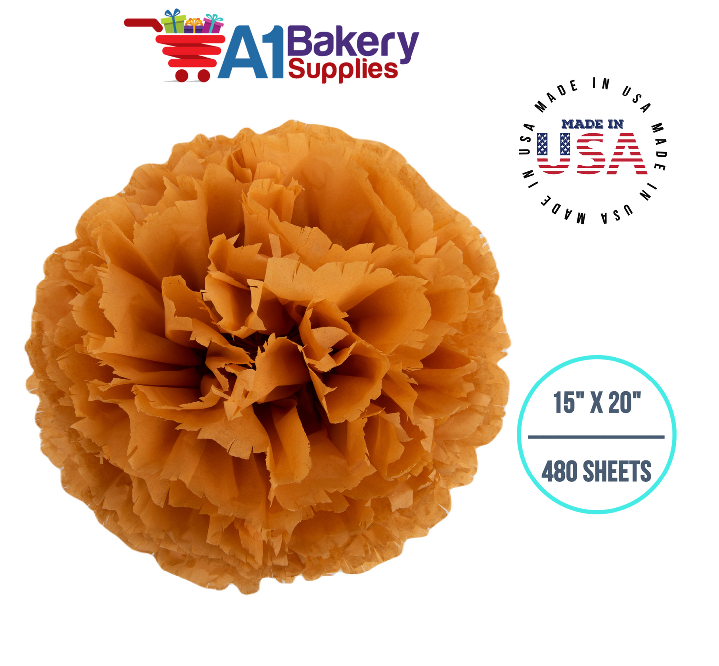 Goldenrod Tissue Paper Squares, Bulk 480 Sheets, Premium Gift Wrap and Art Supplies for Birthdays, Holidays, or Presents by A1BakerySupplies, Large 15 Inch x 20 Inch