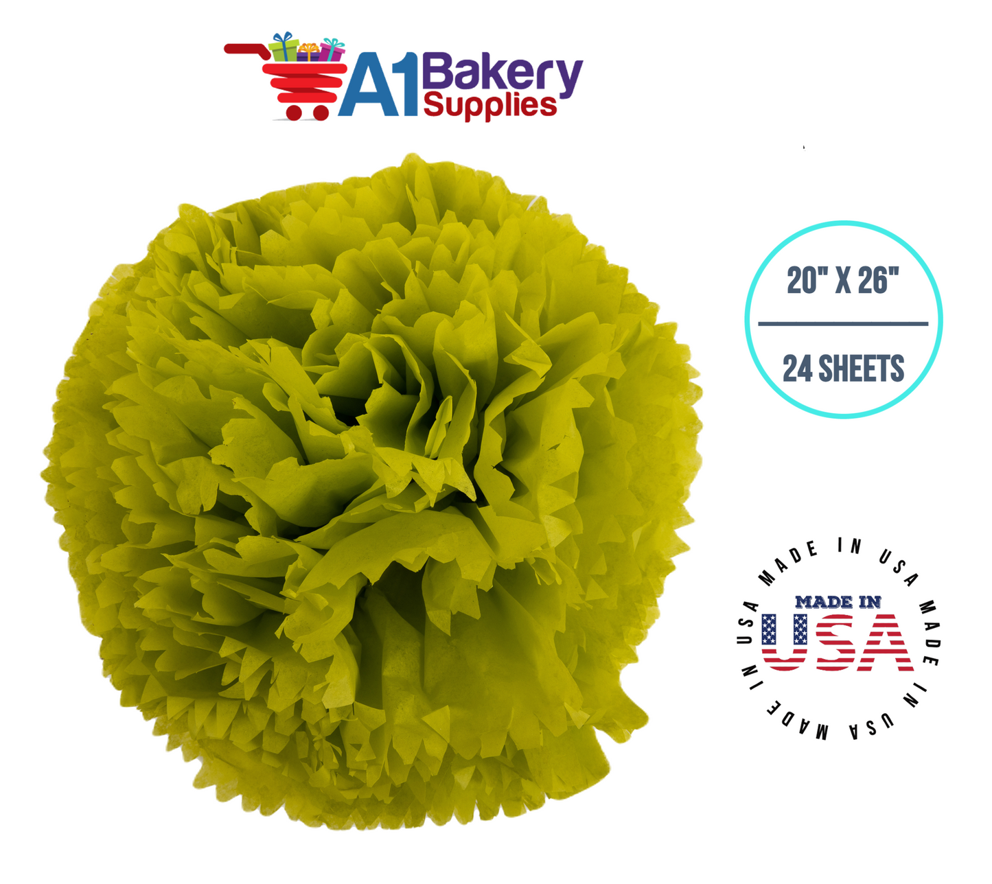 Citrus green Color Tissue Paper 20 Inch x 26 Inch - 24 Sheets