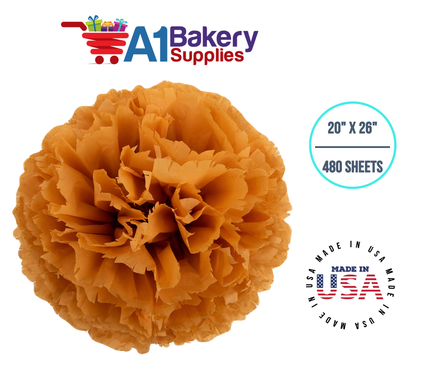 Goldenrod Tissue Paper Squares, Bulk 480 Sheets, Premium Gift Wrap and Art Supplies for Birthdays, Holidays, or Presents by A1BakerySupplies, Large 20 Inch x 26 Inch