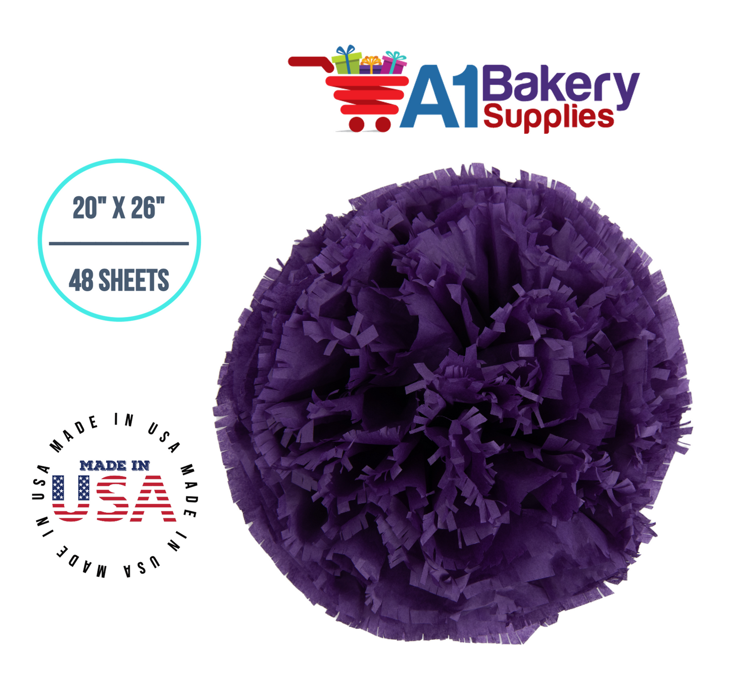 Lavender Tissue Paper Squares, Bulk 48 Sheets, Premium Gift Wrap and Art Supplies for Birthdays, Holidays, or Presents by A1BakerySupplies, Medium 20 Inch x 26 Inch