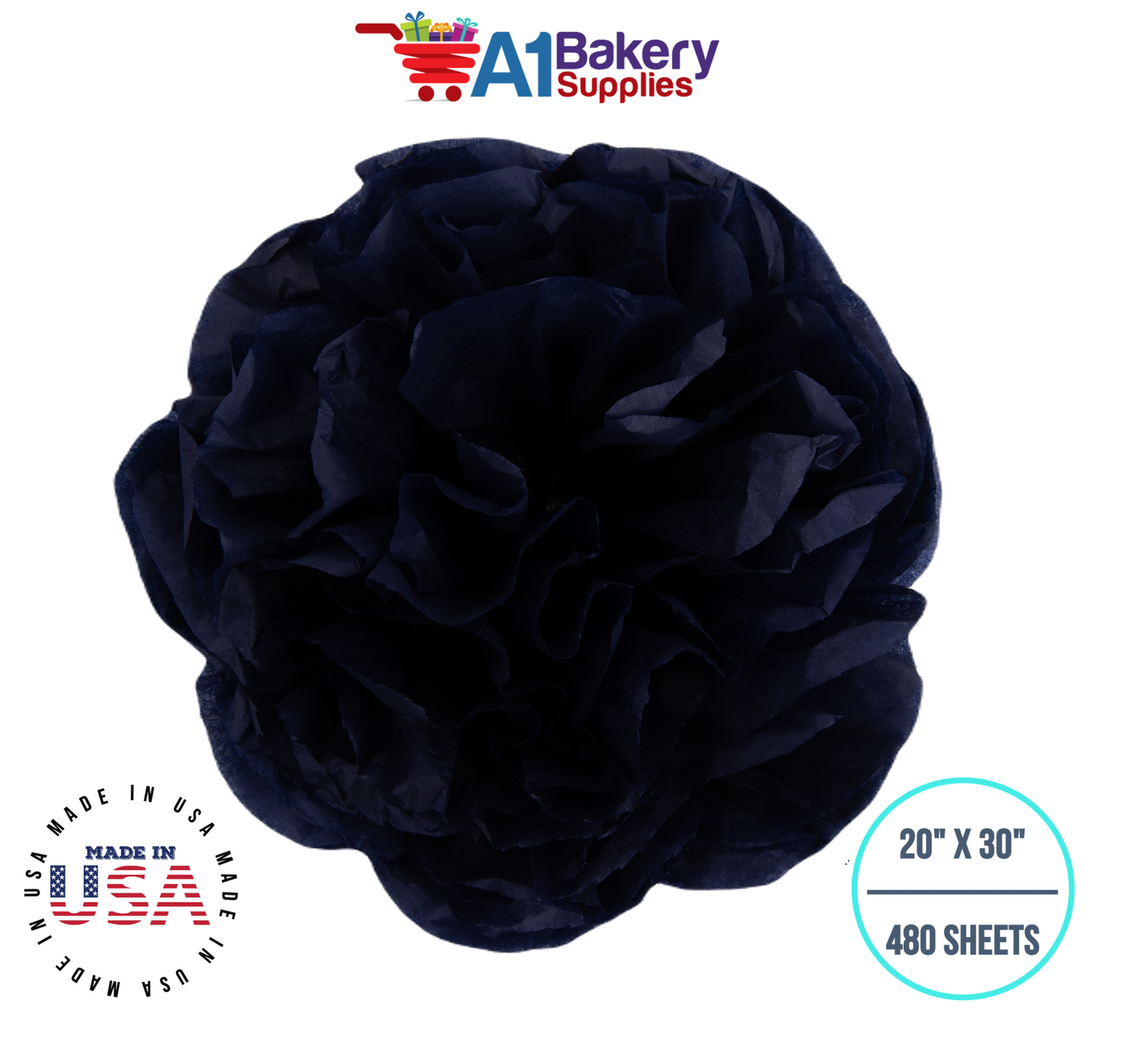Black Tissue Paper Squares, Bulk 480 Sheets, Premium Gift Wrap and Art Supplies for Birthdays, Holidays, or Presents by A1BakerySupplies, Large 20 Inch x 30 Inch