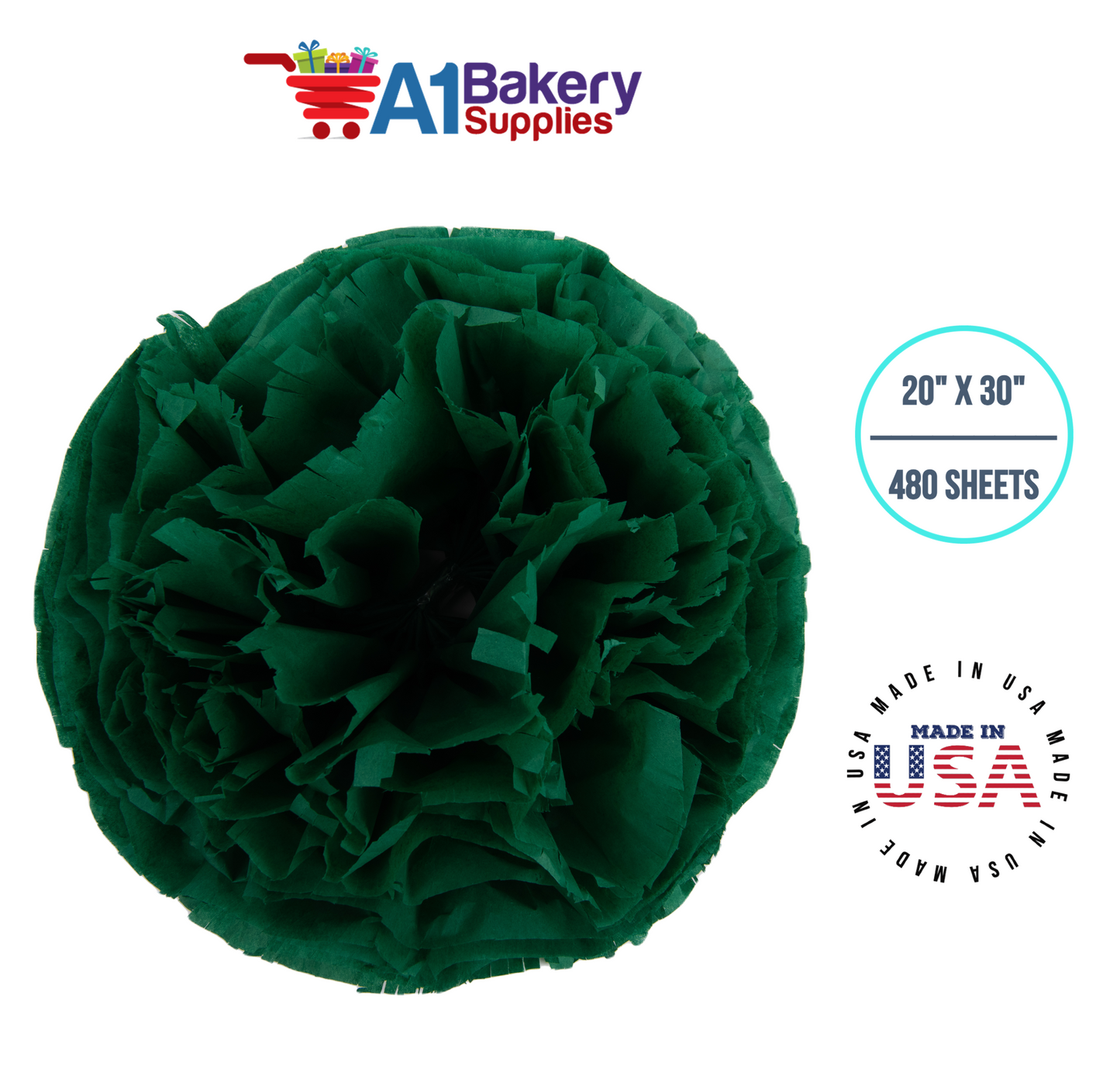 Emerald Green Tissue Paper 20 Inch x 30 Inch - 480 Sheets