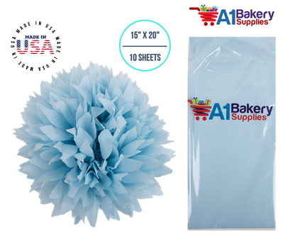 Light Blue Tissue Paper Squares, Bulk 10 Sheets, Premium Gift Wrap and Art Supplies for Birthdays, Holidays, or Presents by A1BakerySupplies, Small 15 Inch x 20 Inch