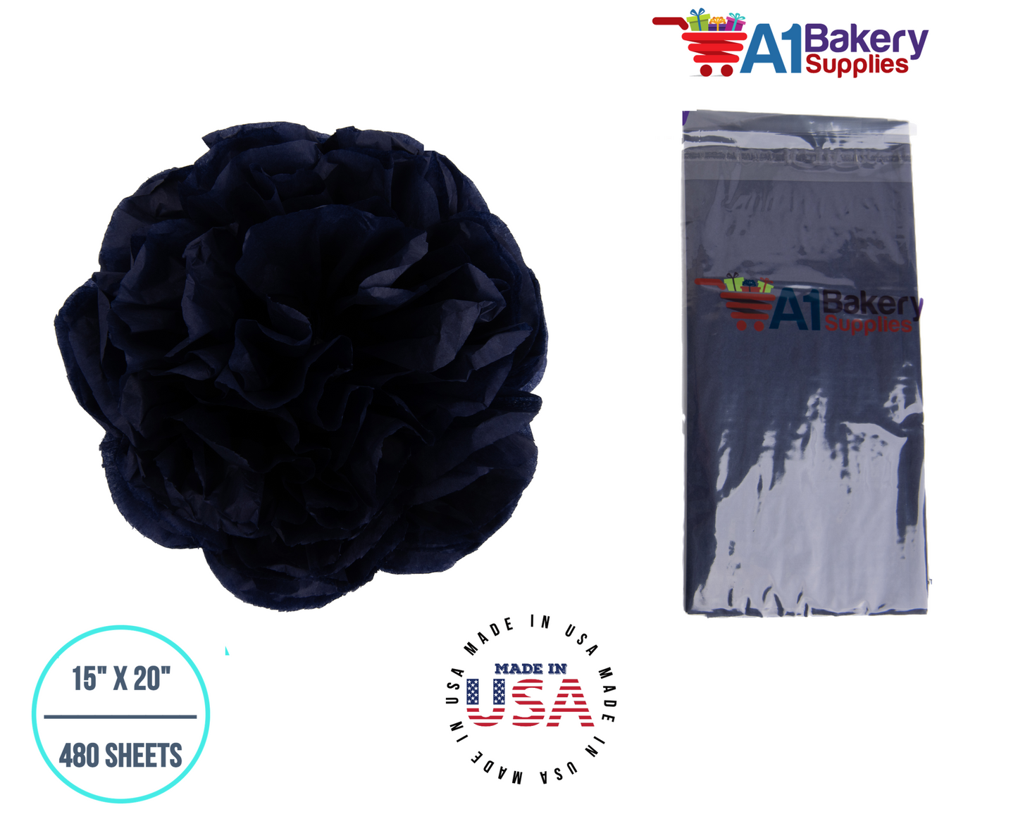 Black Color Tissue Paper 15 Inch x 20 Inch  - 480 Sheets