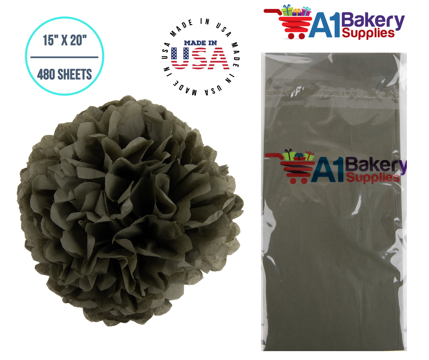 Tapestry Green Tissue Paper Squares, Bulk 480 Sheets, Premium Gift Wrap and Art Supplies for Birthdays, Holidays, or Presents by A1BakerySupplies, Large 15 Inch x 20 Inch