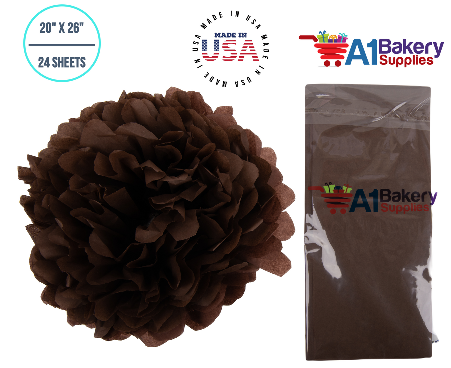 Chocolate Brown 20 Inch x 26 Inch - 24 Sheets