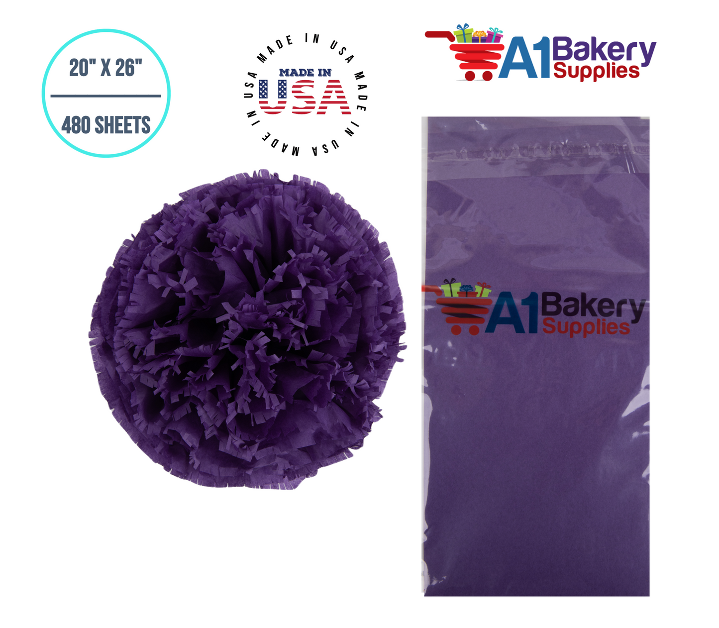 Lavender Tissue Paper Squares, Bulk 480 Sheets, Premium Gift Wrap and Art Supplies for Birthdays, Holidays, or Presents by A1BakerySupplies, Large 20 Inch x 26 Inch