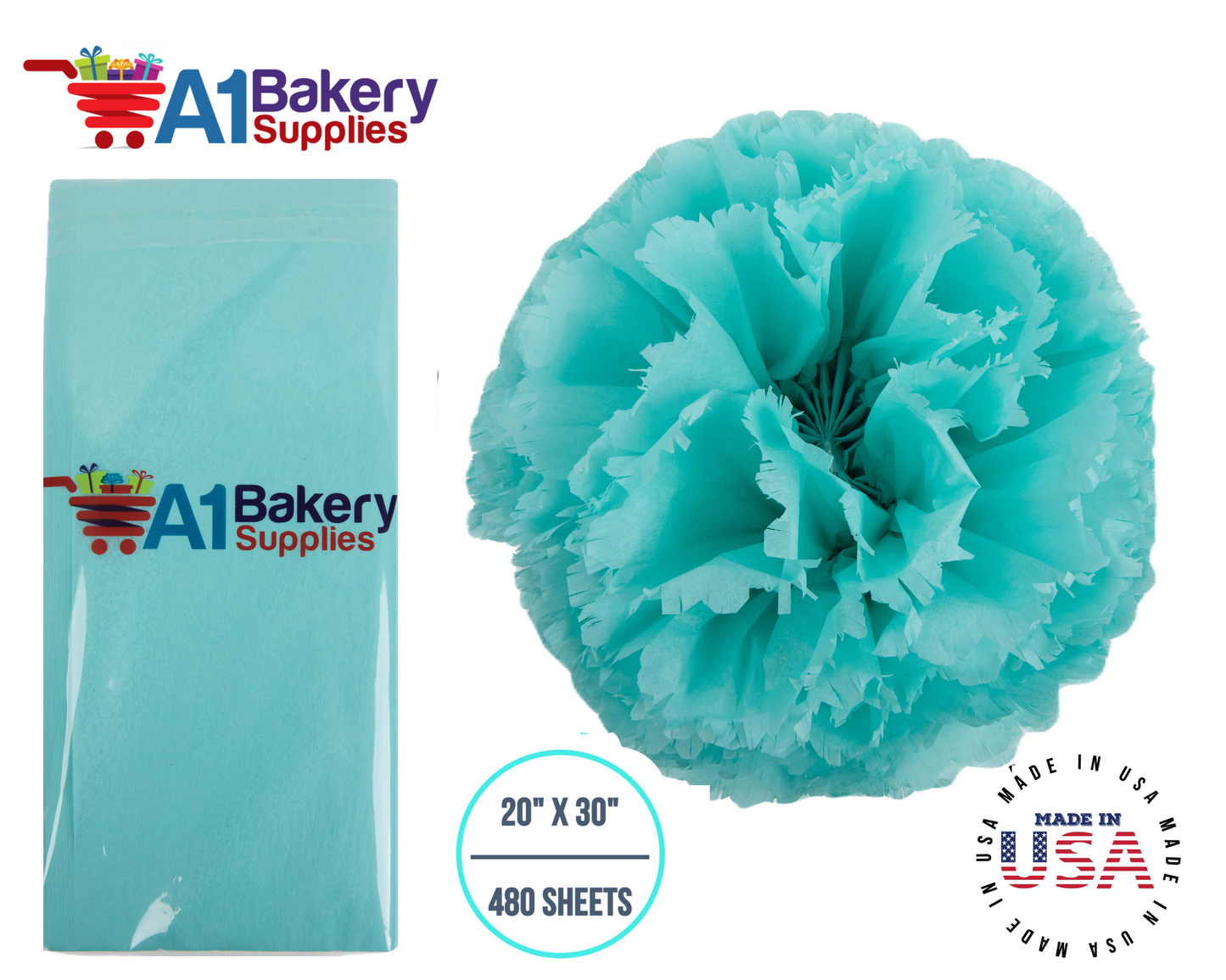 AQUA BLUE Color Gift wrap Tissue Paper 20 Inch x 30 Inch - 480 Sheets