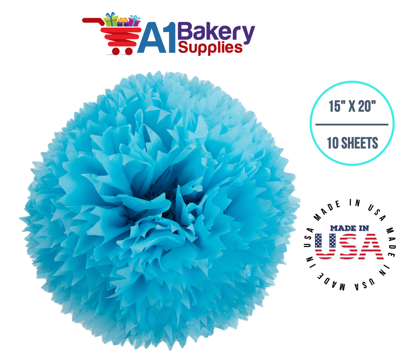 Oxford Blue Tissue Paper Squares, Bulk 10 Sheets, Premium Gift Wrap and Art Supplies for Birthdays, Holidays, or Presents by A1BakerySupplies, Small 15 Inch x 20 Inch