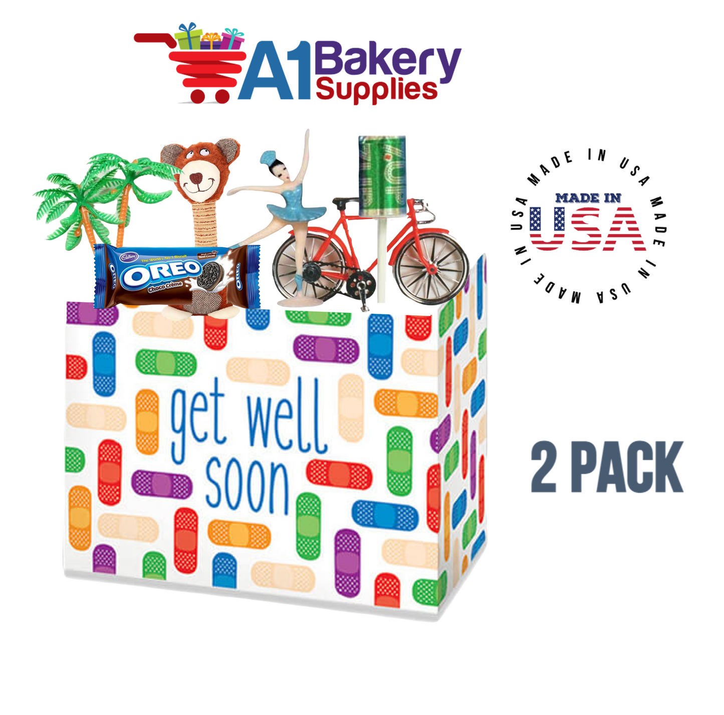 Get Well Soon Basket Box ,Theme Gift Box, Small 6.75 (Length) x 4 (Width) x 5 (Height), 2 Pack