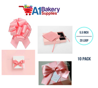 A1BakerySupplies 10 Pieces Pull Bow for Gift Wrapping Gift Bows Pull Bow With Ribbon for Wedding Gift Baskets, 5.5 Inch 20 Loop in Light Pink Color
