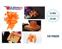A1BakerySupplies 10 Pieces Pull Bow for Gift Wrapping Gift Bows Pull Bow With Ribbon for Wedding Gift Baskets, 5.5 Inch 20 Loop in Orange Color