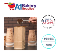 1/2 LB Size Brown No Window Tin Tie Bags 25 PCS  Kraft  Bakery Bags with No Window Resealable Tin Tie Tab Lock Poly-Lined Bags Kraft Paper Bags for Cookies, Coffee