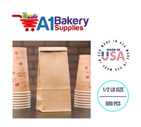 1/2 LB Size Brown No Window Tin Tie Bags 500 PCS 7 3/4  Inch (Length) x 3 3/8 Inch (Width). x 2 1/2 Inch (Gusset) Kraft  Bakery Bags with No Window Resealable Tin Tie Tab Lock Poly-Lined Bags Kraft Paper Bags for Cookies, Coffee