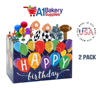 Happy Birthday Balloons Basket Box, Theme Gift Box, Small 6.75 (Length) x 4 (Width) x 5 (Height), 2 Pack