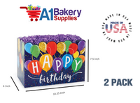 Happy Birthday Balloons Basket Box, Theme Gift Box, Large 10.25 (Length) x 6 (Width) x 7.5 (Height), 2 Pack