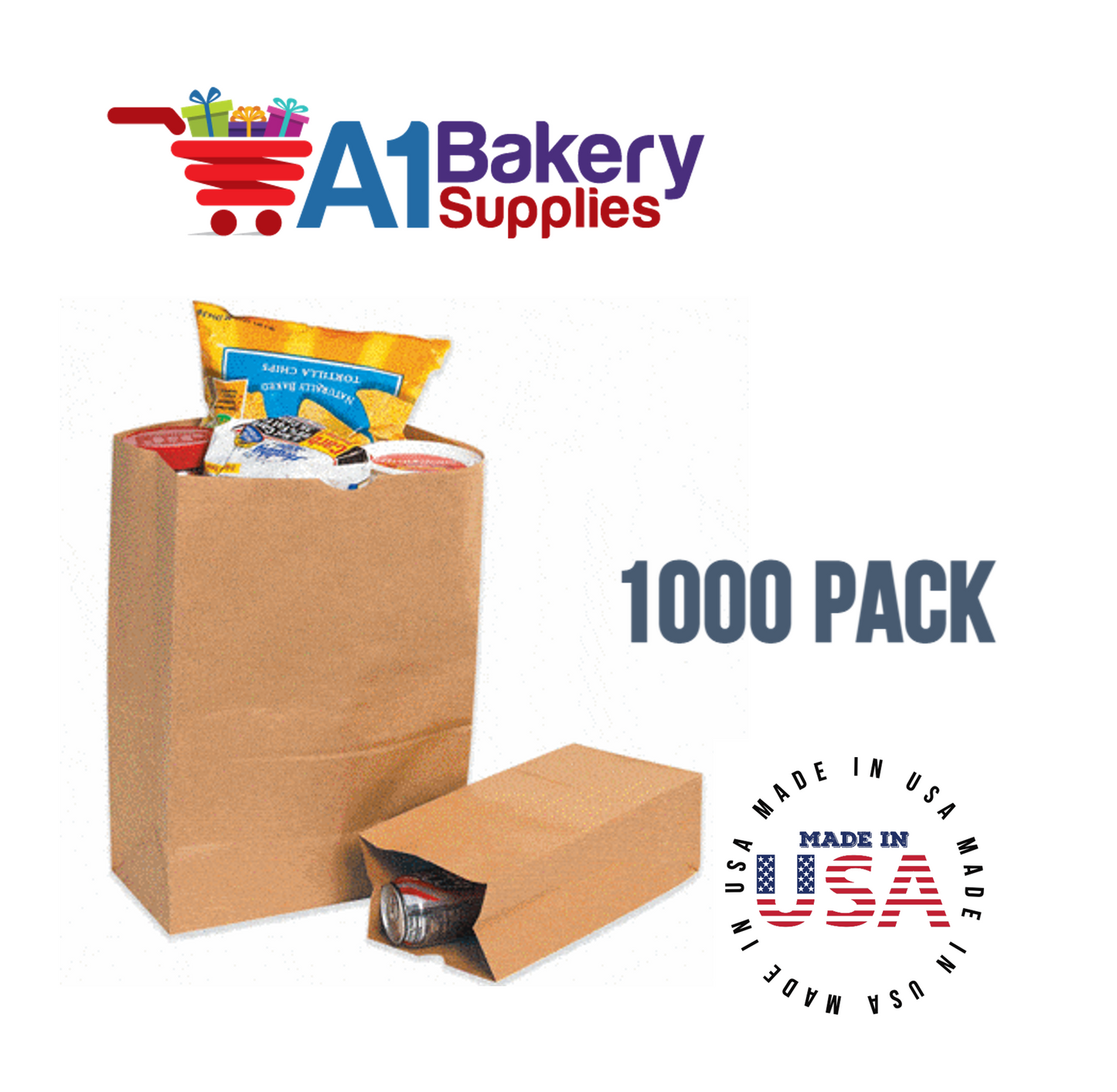 Kraft Flat Merchandise Bags, Medium, 1000 Pack - 5"x7-1/2"