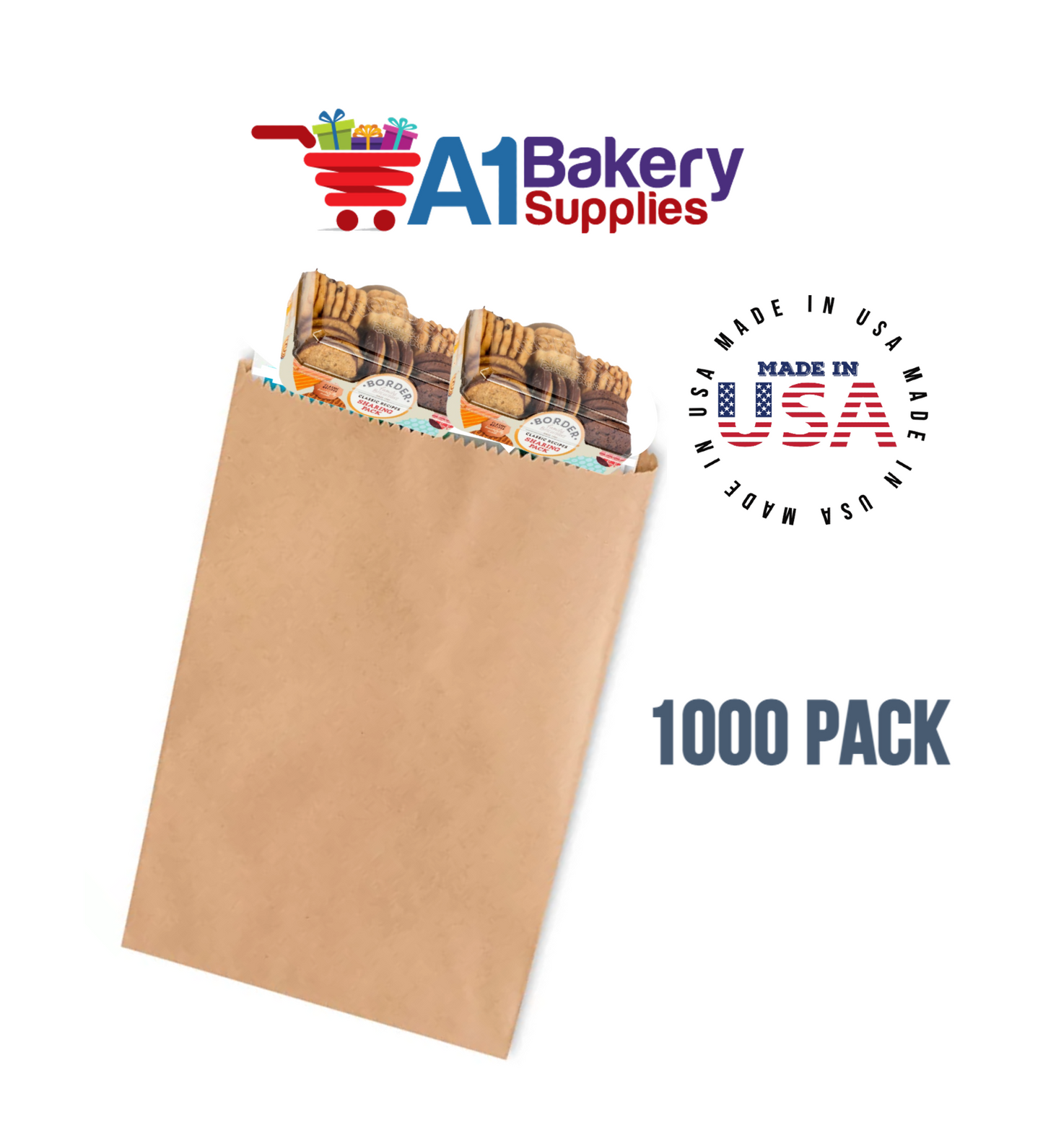 Kraft Flat Merchandise Bags, Medium, 1000 Pack - 5"x7-1/2"
