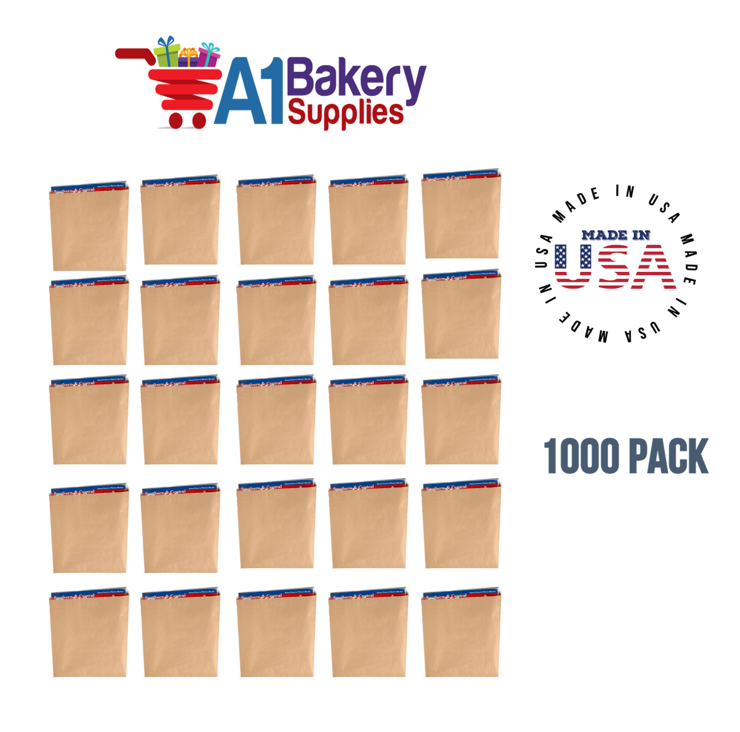 Kraft Flat Merchandise Bags, Medium, 1000 Pack - 12"x15"