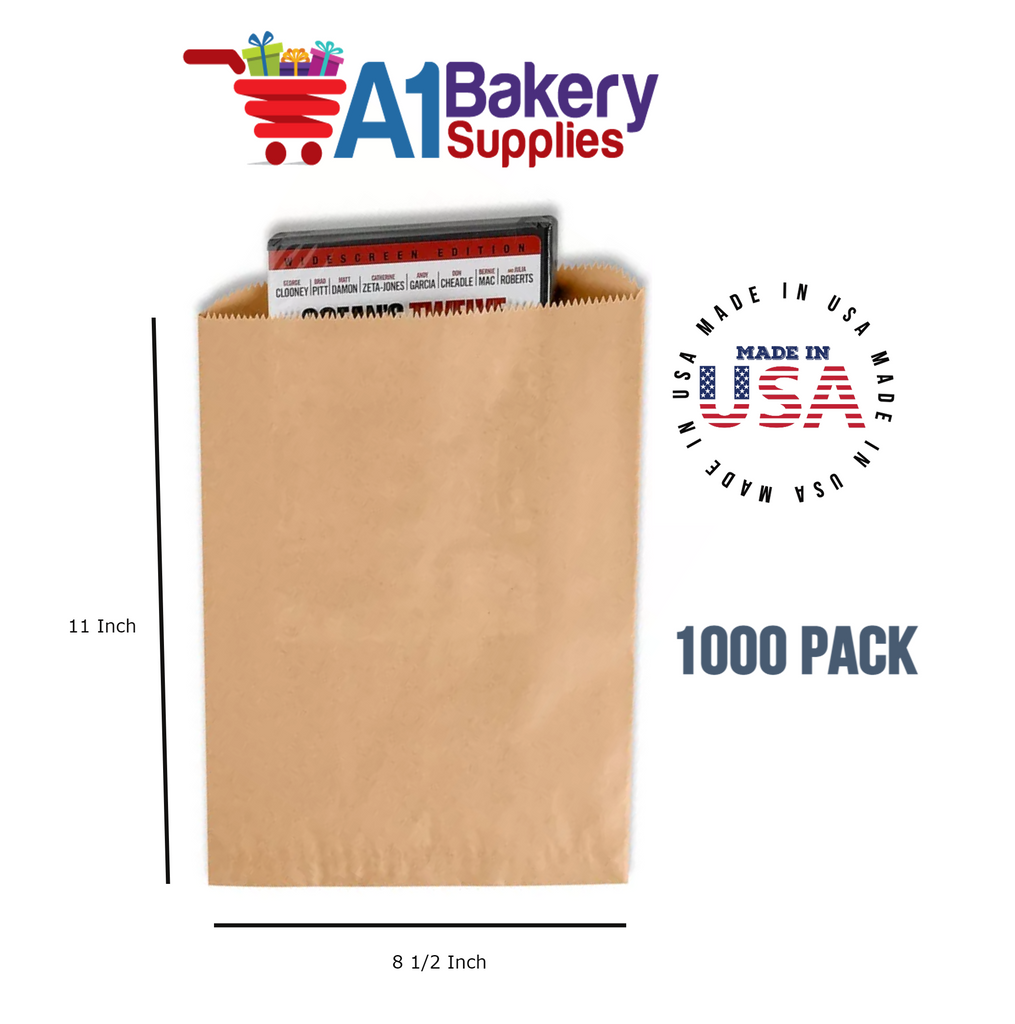 Kraft Flat Merchandise Bags, Medium, 1000 Pack - 8.5"x11"