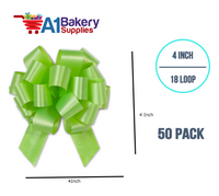 A1BakerySupplies 50 Pieces Pull Bow for Gift Wrapping Gift Bows Pull Bow With Ribbon for Wedding Gift Baskets, 4 Inch 18 Loop Citrus Green Flora Satin Color