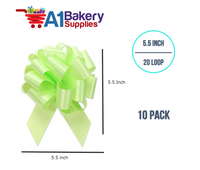 A1BakerySupplies 10 Pieces Pull Bow for Gift Wrapping Gift Bows Pull Bow With Ribbon for Wedding Gift Baskets, 5.5 Inch 20 loop in Celery Color