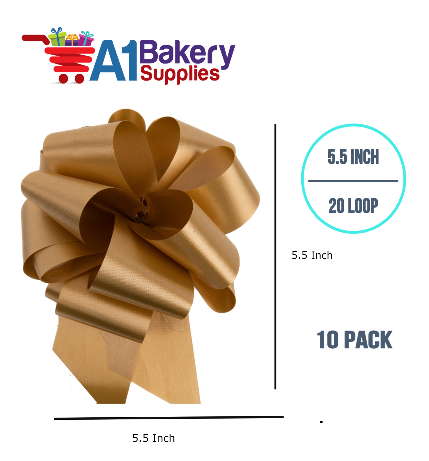 A1BakerySupplies 10 Pieces Pull Bow for Gift Wrapping Gift Bows Pull Bow With Ribbon for Wedding Gift Baskets, 5.5 Inch 20 Loop in Mixed Color