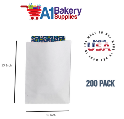 White Flat Merchandise Bags, Medium, 200 Pack - 10"x13"