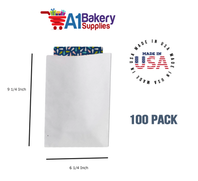 White Flat Merchandise Bags, Small, 100 Pack - 6-1/4"x9-1/4"