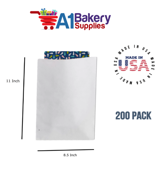White Flat Merchandise Bags, Medium, 200 Pack - 8.5"x11"