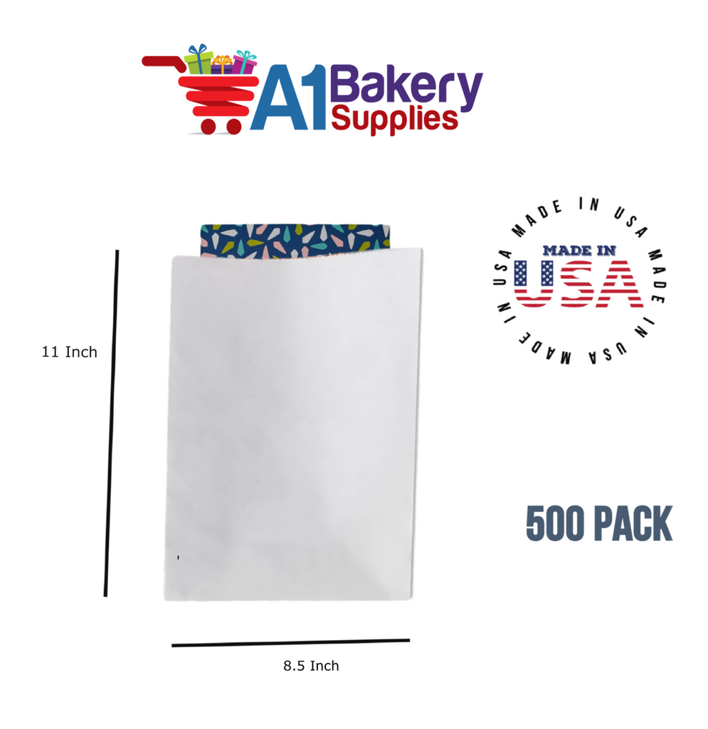 White Flat Merchandise Bags, Medium, 500 Pack - 8.5"x11"