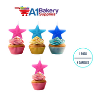 A1BakerySupplies Cool Color Star Novelty Candles 1 pack for Birthday Cake Decorations and Anniversary