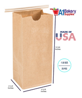 1 LB Size Brown No Window Tin Tie Bags 25 PCS 9 3/4 Inch (Length) x 4 1/4 Inch (Width) x 2 1/2 Inch (Gusset) Kraft  Bakery Bags with No Window Resealable Tin Tie Tab Lock Poly-Lined Bags Kraft Paper Bags for Cookies, Coffee