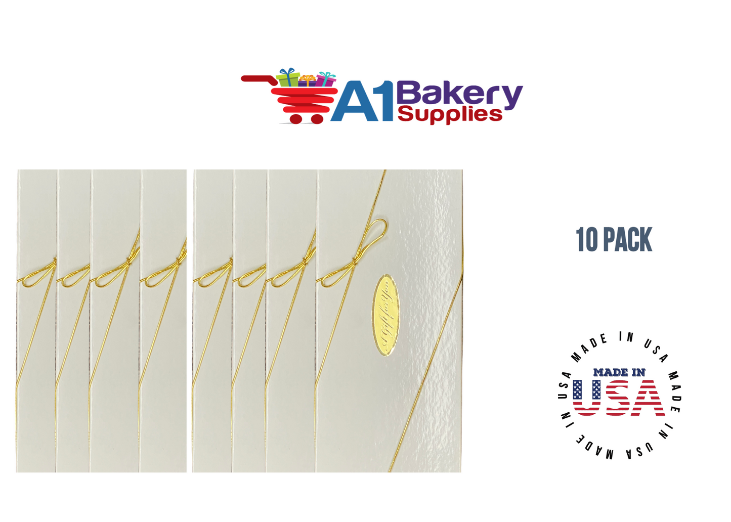 White Men's Tie Gift Boxes Socks Gift Boxes 10 pack with Gold Bow Pre-Tied String