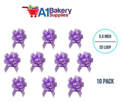 A1BakerySupplies 10 Pieces Pull Bow for Gift Wrapping Gift Bows Pull Bow With Ribbon for Wedding Gift Baskets, 5.5 Inch 20 Loop in Lavender Color