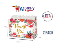 Thank You Flowers Basket Box, Theme Gift Box, Small 6.75 (Length) x 4 (Width) x 5 (Height), 2 Pack