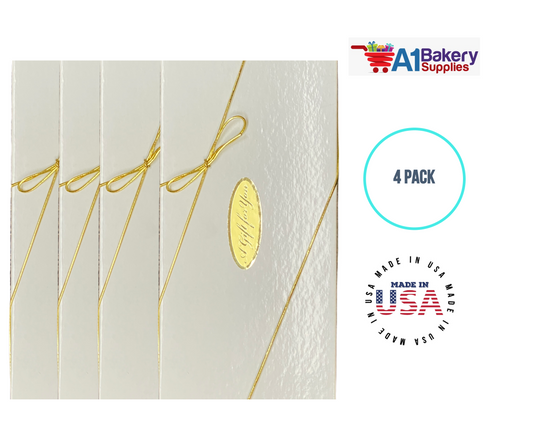 White Men's Tie Gift Boxes Socks Gift Boxes 4 pack with Gold Bow Pre-Tied String