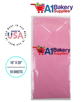 Pink Tissue Paper Squares, Bulk 10 Sheets, Premium Gift Wrap and Art Supplies for Birthdays, Holidays, or Presents by A1BakerySupplies, Small 15 Inch x 20 Inch